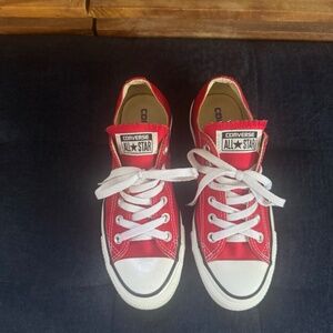 CONVERSE All Star Chuck Taylor Low Black Red Shoes Women's Size 7 Sneakers